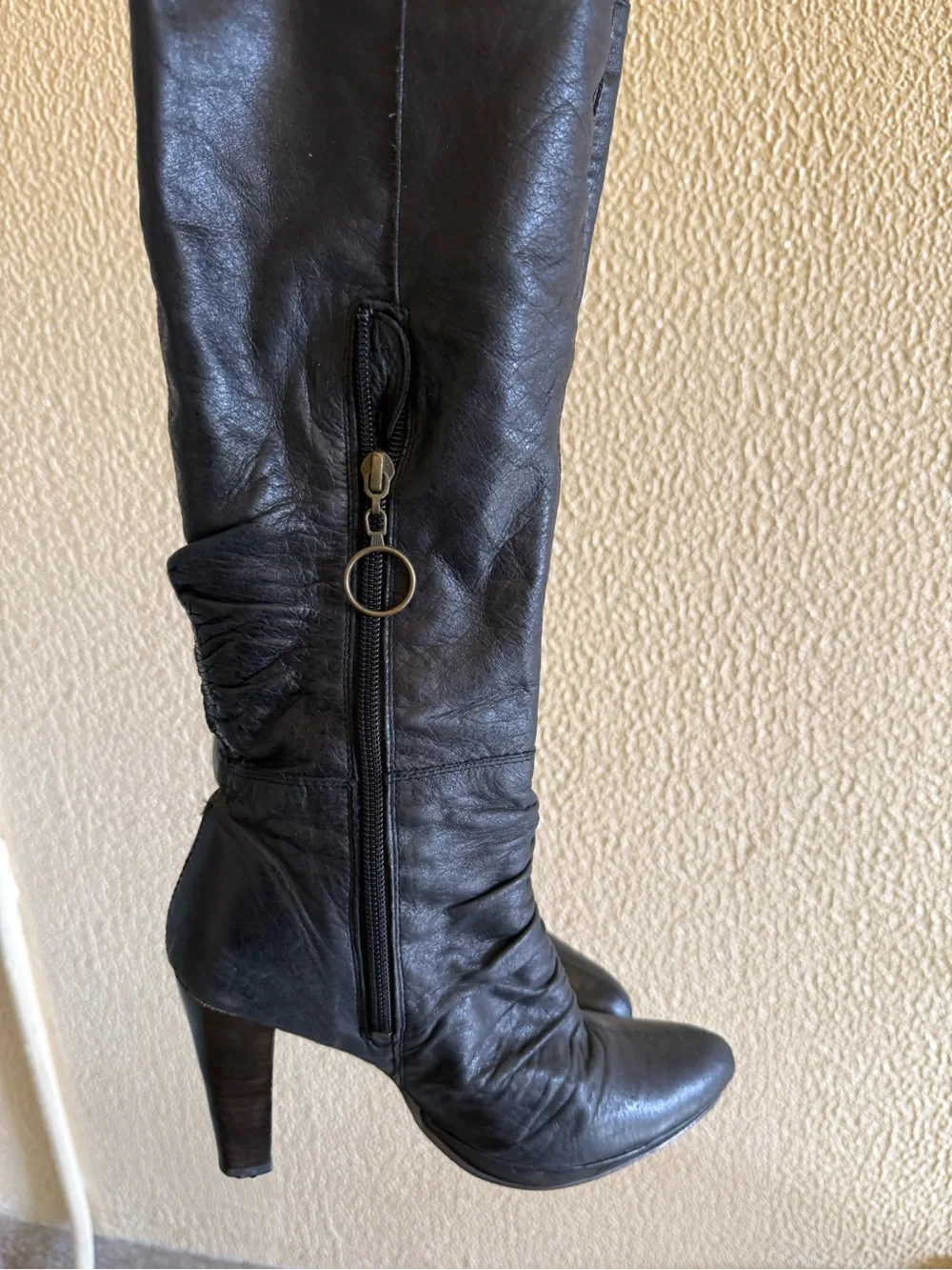 Black leather Over-the-Knee High Heel Boots
